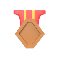 3D-Medaille Bronze. gerenderte Objektillustration png