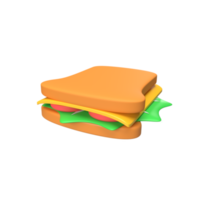 Sandwich 3d render illustration png