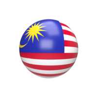 bola de bandera de malasia esférica. renderizado 3d png