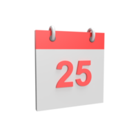 3d kalender datum 25. weergegeven voorwerp illustratie png