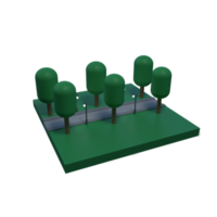 3D Miniature Park at night . Rendered object illustration png