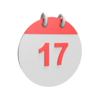 data do calendário 3D 17. ilustração de objeto renderizado png