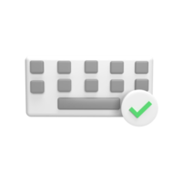 3D Keyboard with checklist mark. Rendered object illustration png