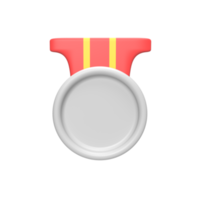 Medalla de plata 3d. ilustración de objeto renderizado png