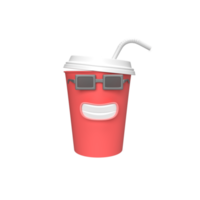 Cute soda drink Character. 3d render illustration png