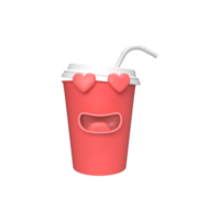Cute soda drink Character. 3d render illustration png