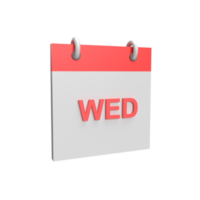 3D Wednesday Calendar. Rendered object illustration png