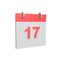 fecha del calendario 3d 17. ilustración de objeto renderizado png