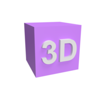 3D Cube . Rendered object illustration png