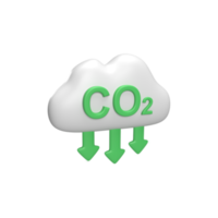 Reduce carbon dioxide 3d icon and symbol concept. render object png