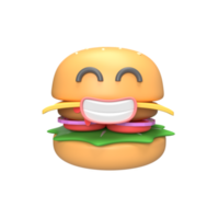 söt burger karaktär. 3d framställa illustration png