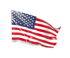 Waving flag of America. 3d render png