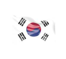 Waving flag of South Korea. 3d render png