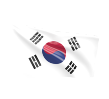 Waving flag of South Korea. 3d render png