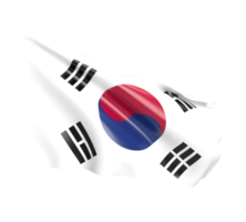 Waving flag of South Korea. 3d render png