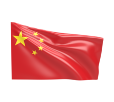 Waving flag of China. 3d render png