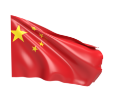 schwenkende flagge von china. 3D-Rendering png