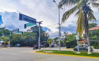 Playa del Carmen Quintana Roo Mexico 2022 Typical street road and cityscape of Playa del Carmen Mexico. photo