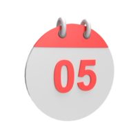 Date du calendrier 3d 5. illustration de l'objet rendu png