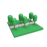 Parque em miniatura 3D. ilustração de objeto renderizado png