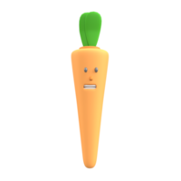 3D Carrot Flat face . Rendered object illustration png
