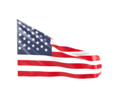 Waving flag of America. 3d render png