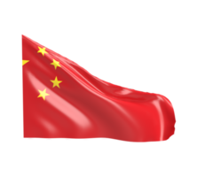 Waving flag of China. 3d render png