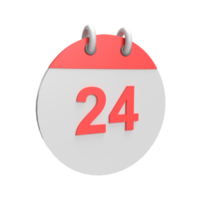 Date du calendrier 3d 24. illustration de l'objet rendu png