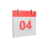 Date du calendrier 3d 4. illustration de l'objet rendu png