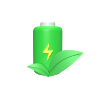 concept d'icône et de symbole de batterie écologique. objet de rendu png