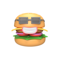 lindo personaje de hamburguesa. ilustración de procesamiento 3d png