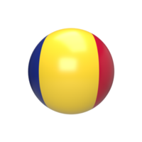 Romania flag ball spherical. 3d render png