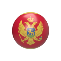 bola de bandera de montenegro esférica. renderizado 3d png