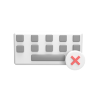 3D Keyboard with Cross mark. Rendered object illustration png