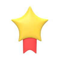 3D Medal Star Cartoon style . Rendered object illustration png