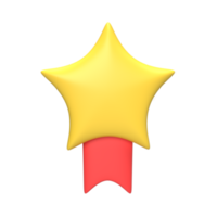 estilo de desenho animado de estrela de medalha 3d. ilustração de objeto renderizado png