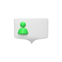 Bubble-Chat mit Menschen-Symbol und Symbol 3d. Objektdarstellung rendern png