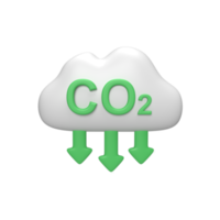 Reduzieren Sie Kohlendioxid 3D-Symbol und Symbolkonzept. Objekt rendern png