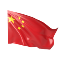 Waving flag of China. 3d render png