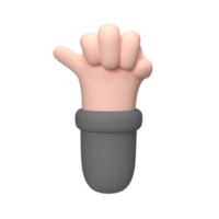 La mano de la mano 3D levanta el dedo meñique. ilustración de objeto renderizado png