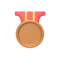 3d medalha de bronze. ilustração de objeto renderizado png