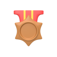 3D Medal Bronze . Rendered object illustration png