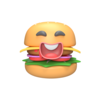 personnage de burger mignon. illustration de rendu 3d png