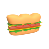 ilustración de renderizado 3d de sándwich