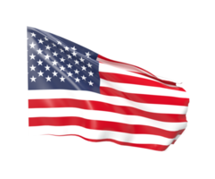 Waving flag of America. 3d render png