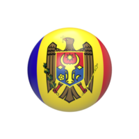 Moldova flag ball spherical. 3d render png