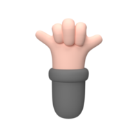 3D hand Gesture Rock on . Rendered object illustration png