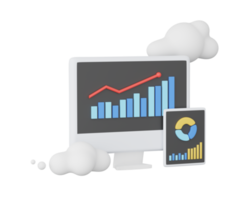 Dashboard-Monitorkonzept für 3D-Webberichte. png-Datei. 3D-Rendering png