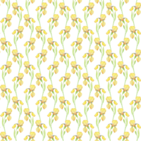 geel irissen naadloos patroon, waterverf illustratie van bloemen. hand- tekening voor het drukken Aan kleding stof, decoratie, behang, omhulsel papier png