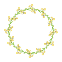 geel irissen, mooi delicaat krans van bloemen en bladeren, waterverf illustratie png